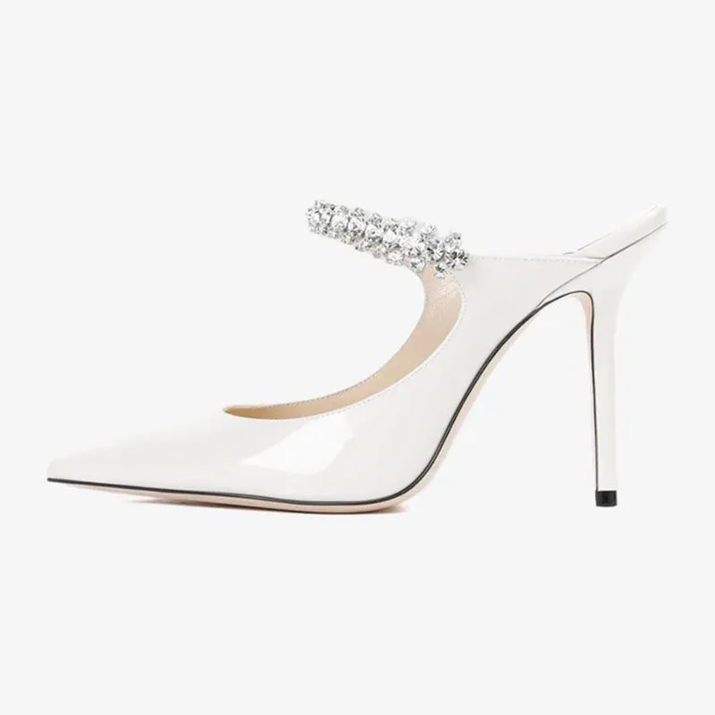 White Patent Leather Mules 100mm sold by ArnoConti product image thumbnail 3