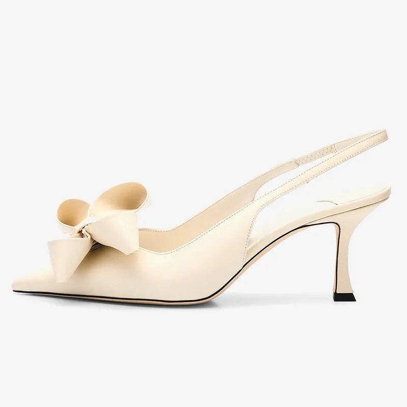 White Leather Slingback Pumps sold by ArnoConti