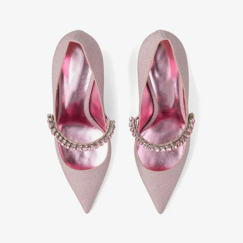 Pink Glittered Leather Pumps 65mm sold by ArnoConti product image thumbnail 3