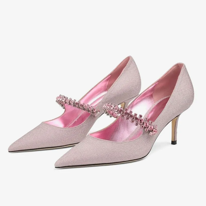 Pink Glittered Leather Pumps 65mm sold by ArnoConti