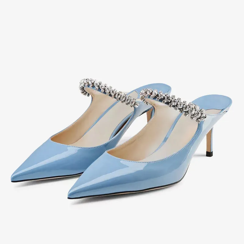 Blue Patent Leather Mules sold by ArnoConti