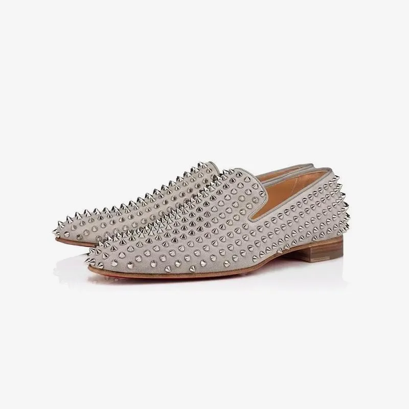 Grey Suede Full Spike Loafers sold by ArnoConti