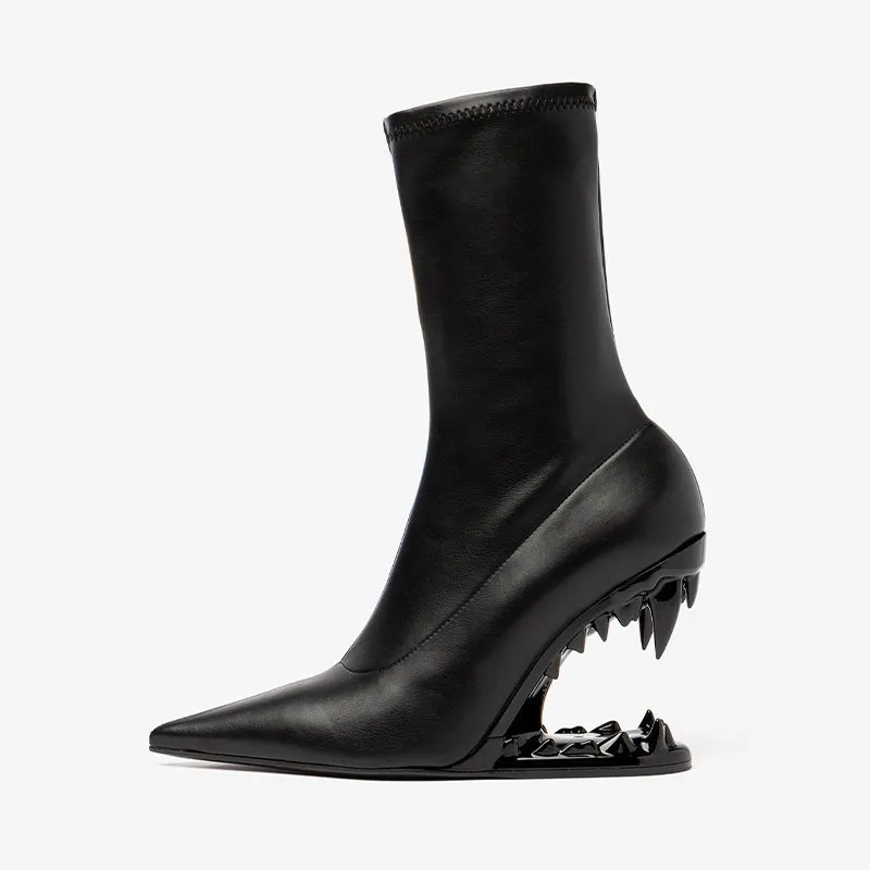 Black Faux Nappa Stretch Ankle Boots sold by ArnoConti