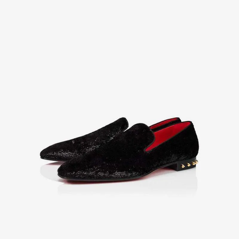 Black Velvet Loafers with Studs sold by ArnoConti