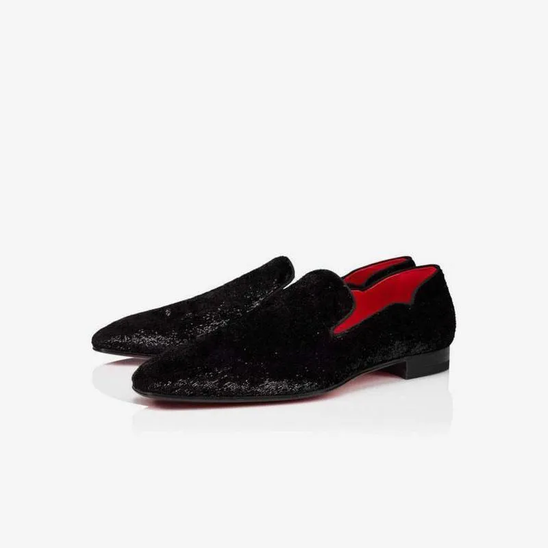 Black Velvet Loafers with V-Cut Design sold by ArnoConti