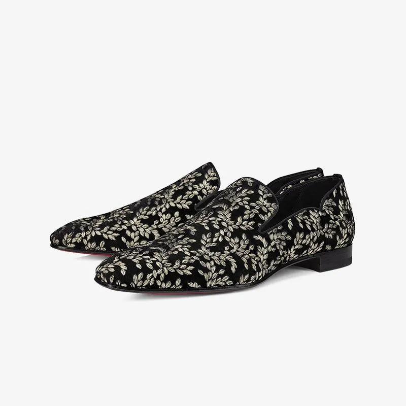 Black Loafers with Embroidered Uppers made by ArnoConti