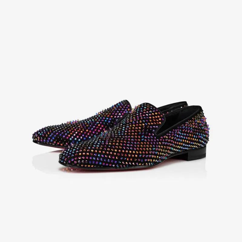 Multicolor Strass Adorned Suede Loafers sold by ArnoConti