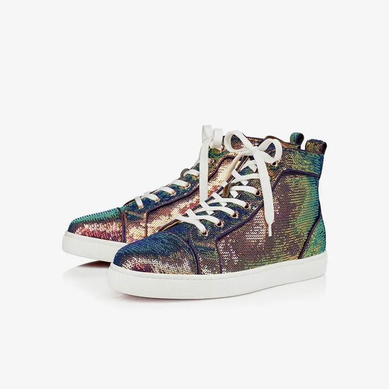 Sequined Leather High Top Sneakers made by ArnoConti