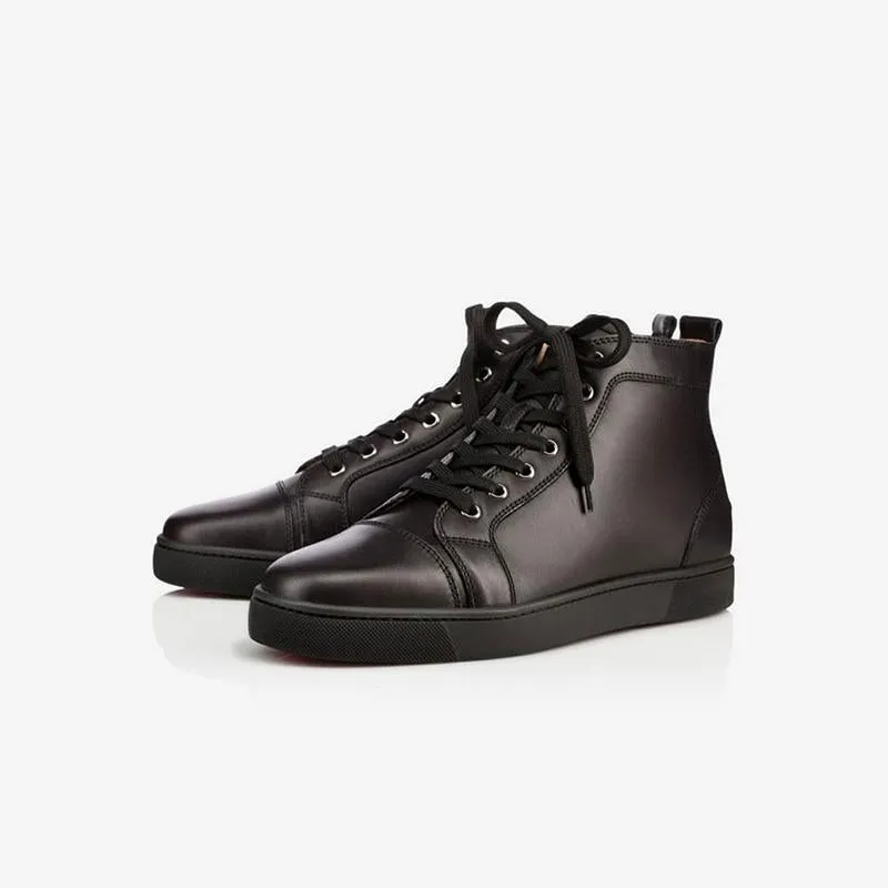 Black Leather Plain Lace Up Sneakers sold by ArnoConti