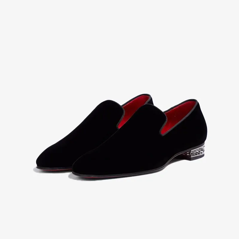 Spike-Heel Velvet Loafers Men Slip-ons made by ArnoConti