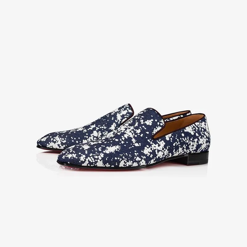 Denim Dots Flats Slip-on Leather Loafers made by ArnoConti