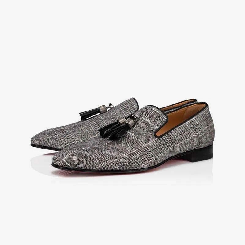 Plaid Men Loafers Metal Tassel Shoes Calf sold by ArnoConti
