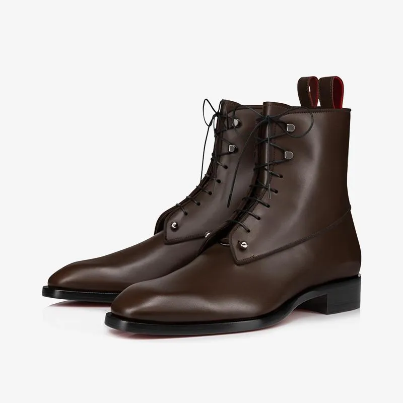 Brown Calf Leather Boot with Grosgrain Trim sold by ArnoConti