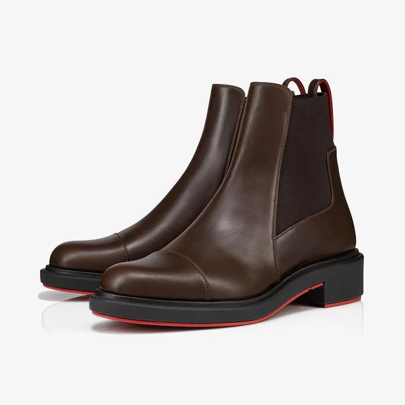 Brown Urban Boot with Red-Outlined Rubber Sole sold by ArnoConti