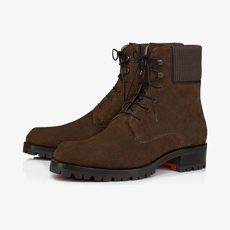 Brown Split Leather Hiking-Inspired Ankle Boot sold by ArnoConti