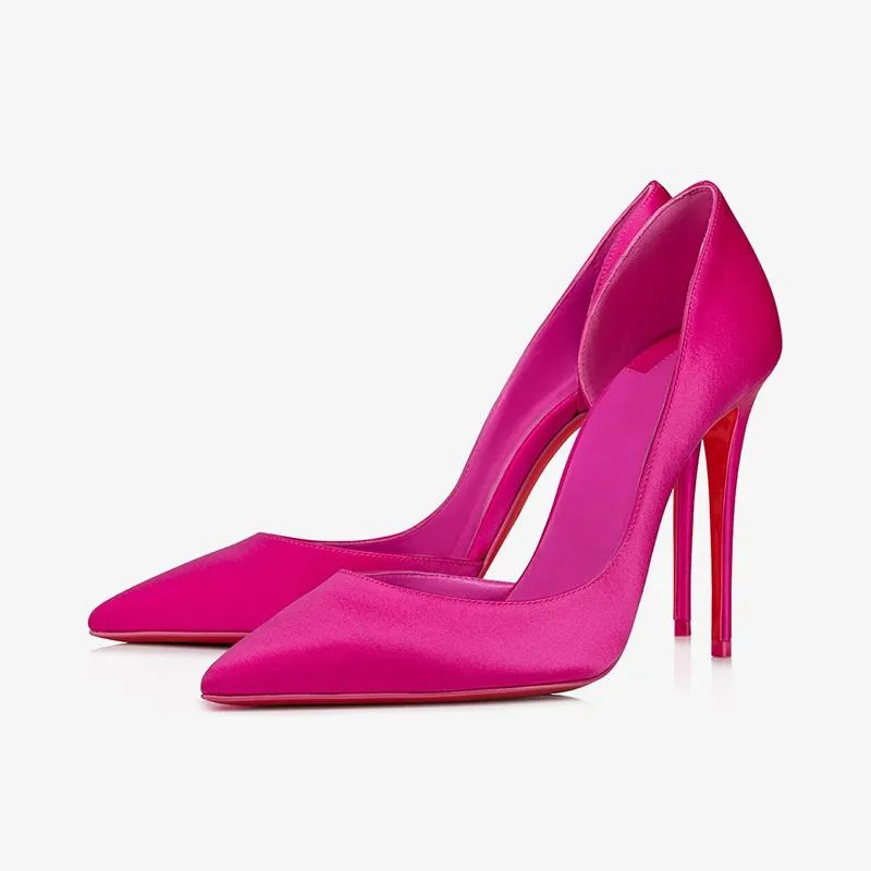 Bright Pink Crepe Satin Pumps with Stiletto sold by ArnoConti