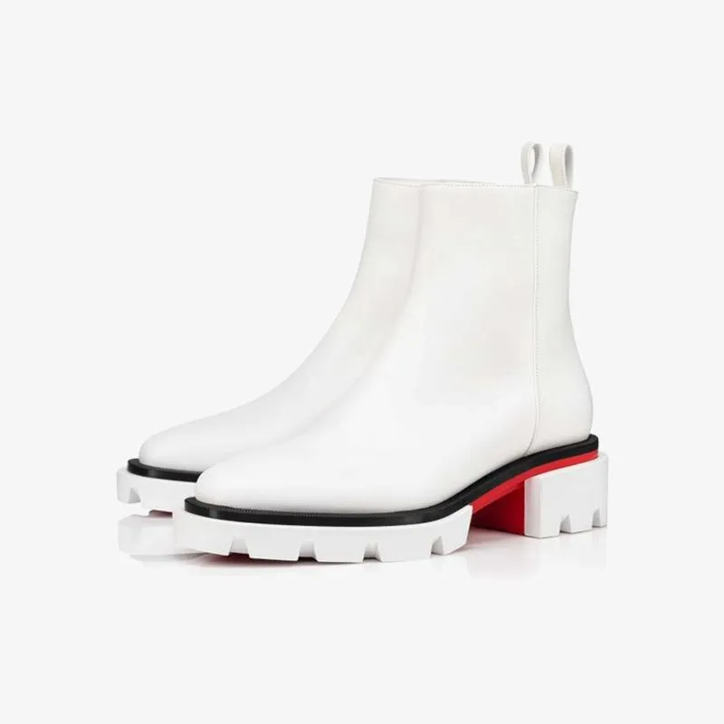 White Lug-Sole Ankle Boot sold by ArnoConti
