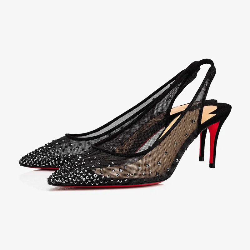 Crystal-Embellished Slingback Heel sold by ArnoConti