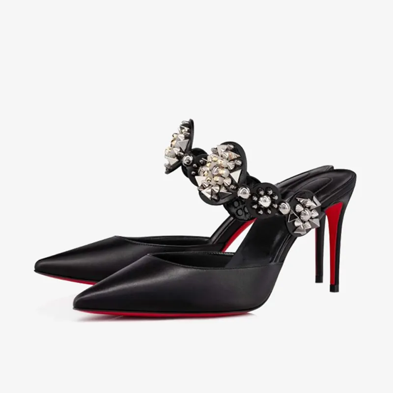 Black Leather with Strass and Silver Spikes sold by ArnoConti