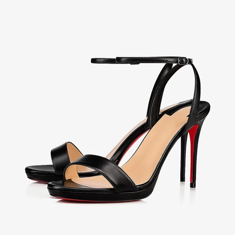 Elegant Black Leather Ankle Strap Sandal sold by ArnoConti