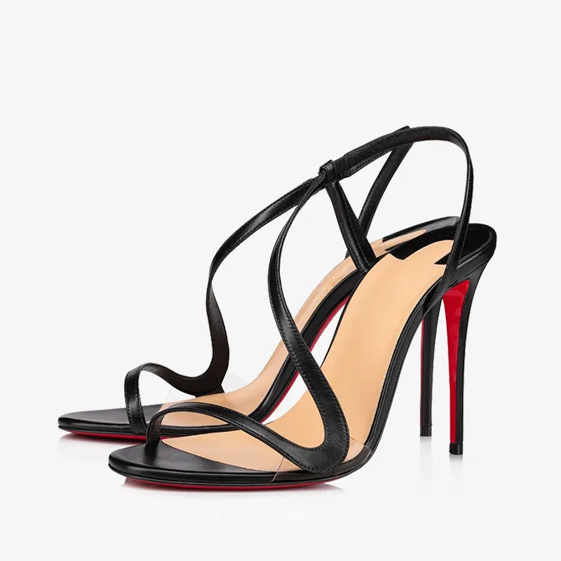 Sleek Black Calf Leather Stiletto Sandal sold by ArnoConti