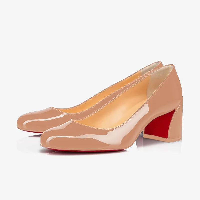 Nude Leather Open Toe Pumps sold by ArnoConti