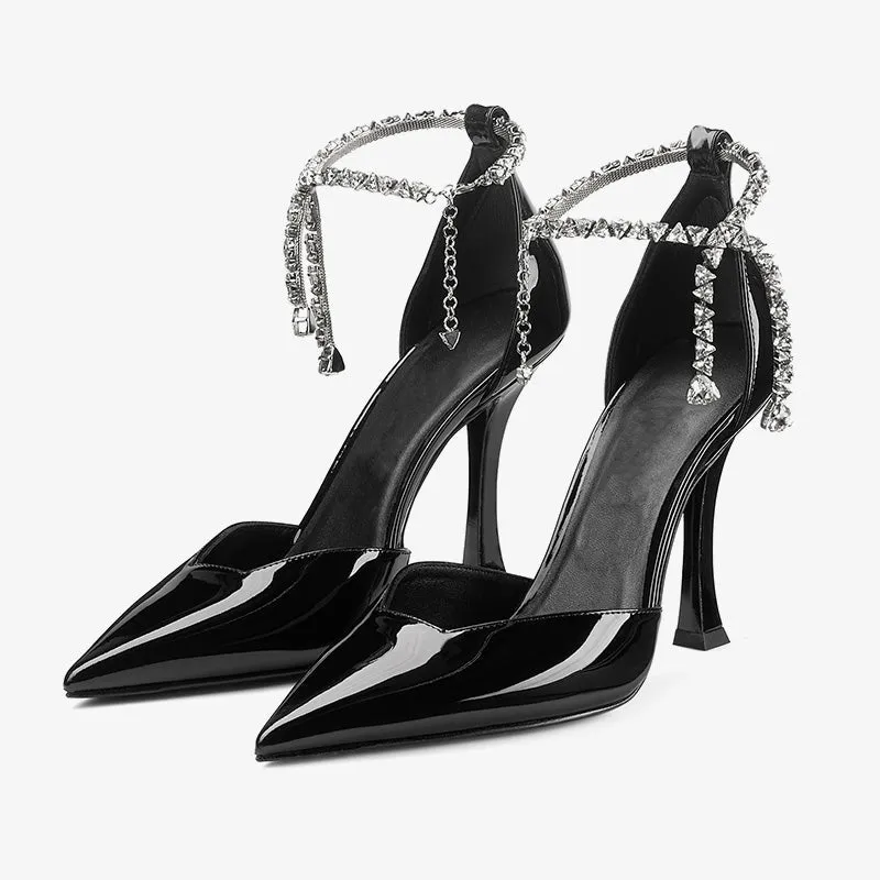 Patent Leather Pumps with Crystal Anklet sold by ArnoConti