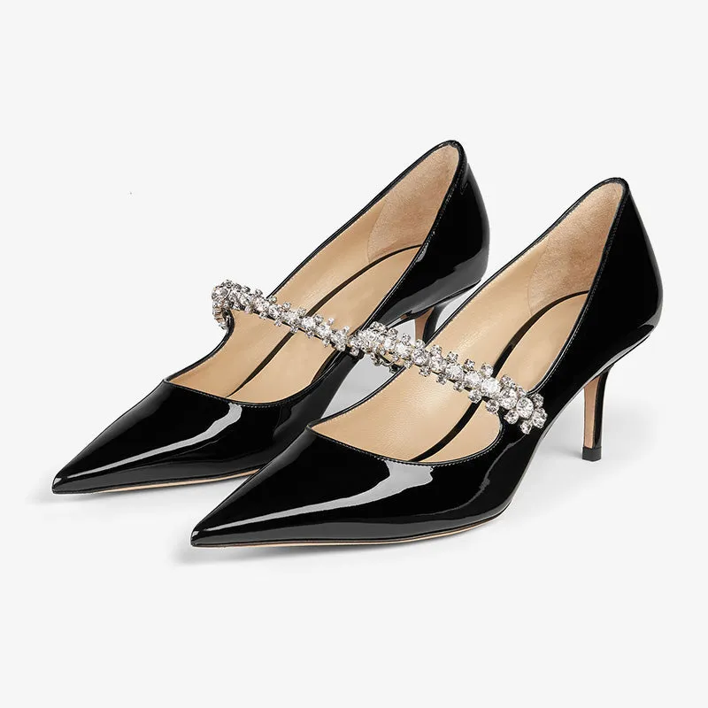 Black Patent Bead Accents Pumps 65mm sold by ArnoConti