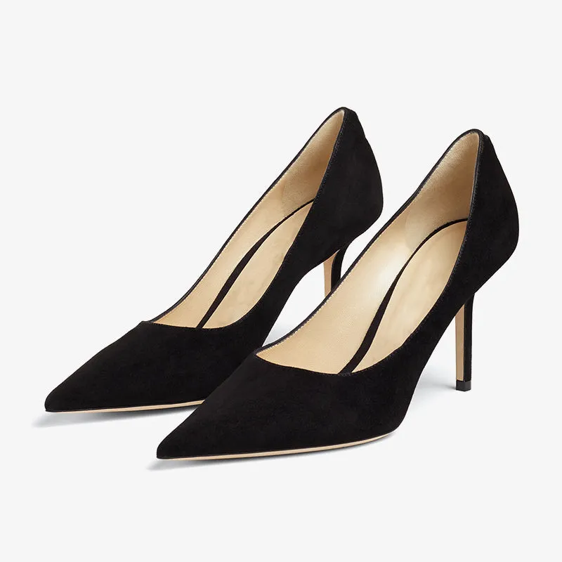 Elegant Black Suede Pointed-Toe Heels sold by ArnoConti