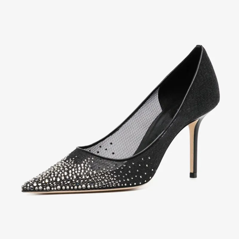 Crystal-Embellished Mesh Pumps sold by ArnoConti
