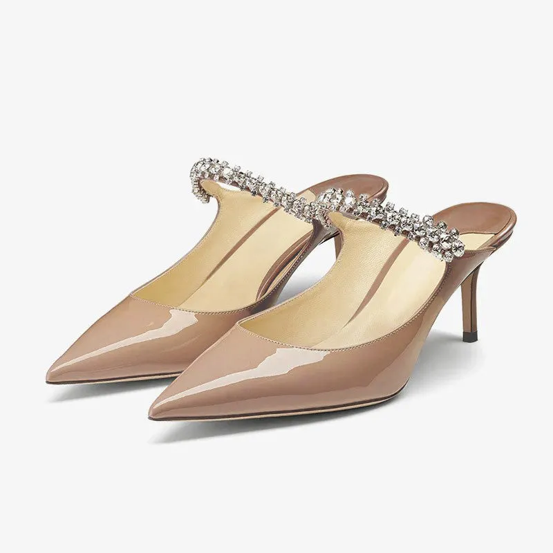 Nude Patent Leather Mules sold by ArnoConti