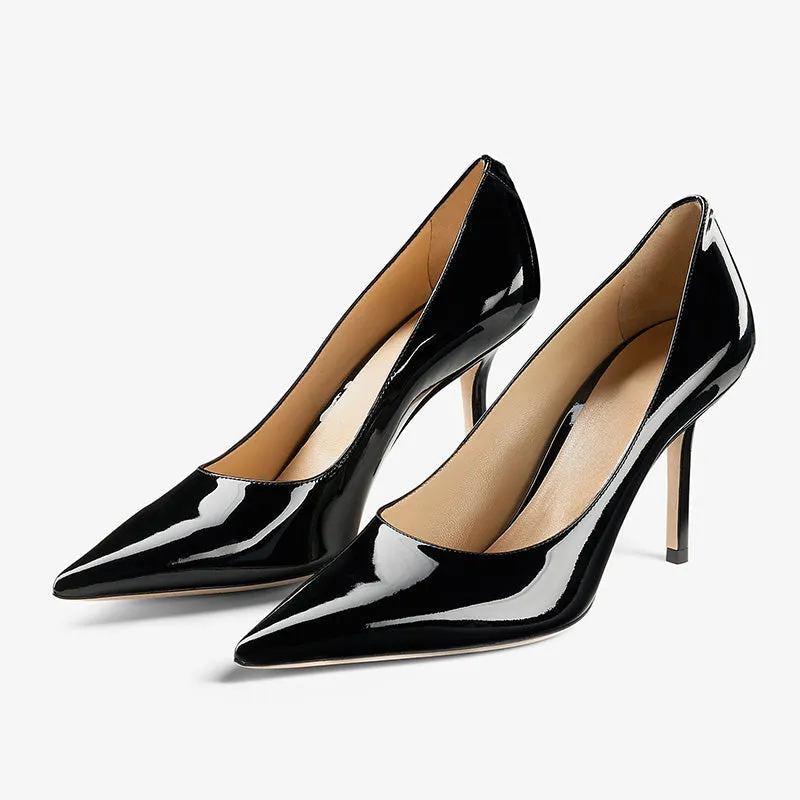 Black Patent Leather Pointed-Toe Pumps sold by ArnoConti