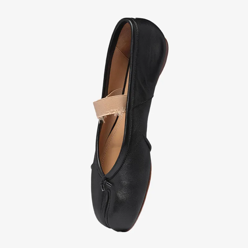 Distressed Leather Split-toe Ballerinas sold by ArnoConti