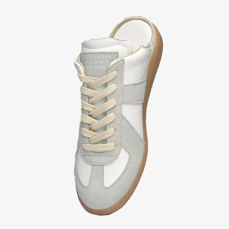 Mint Green and White Leather Sneakers made by ArnoConti