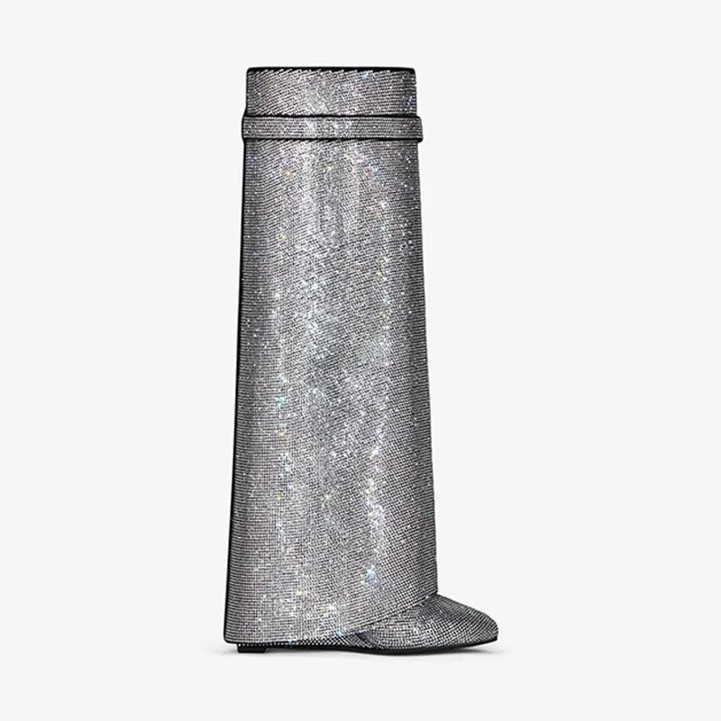 Glamorous Silvery Suede Strass High Boots sold by ArnoConti product image thumbnail 3