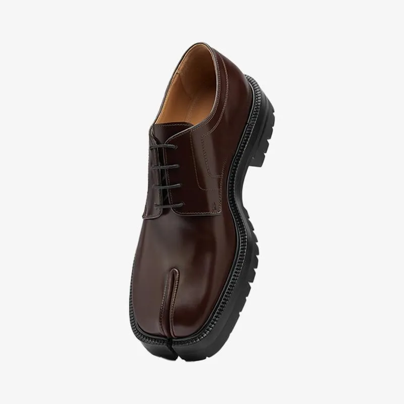 Brown Split-toe Laced Low-top Ankle Boots sold by ArnoConti