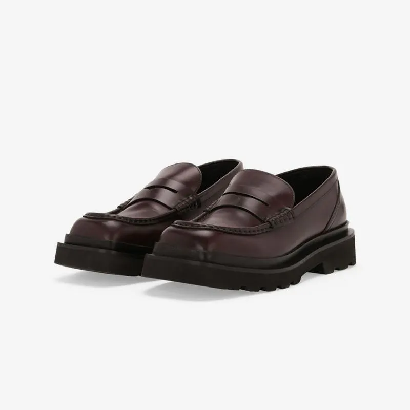 Brown Chunky Sole Penny Calf Loafer sold by ArnoConti