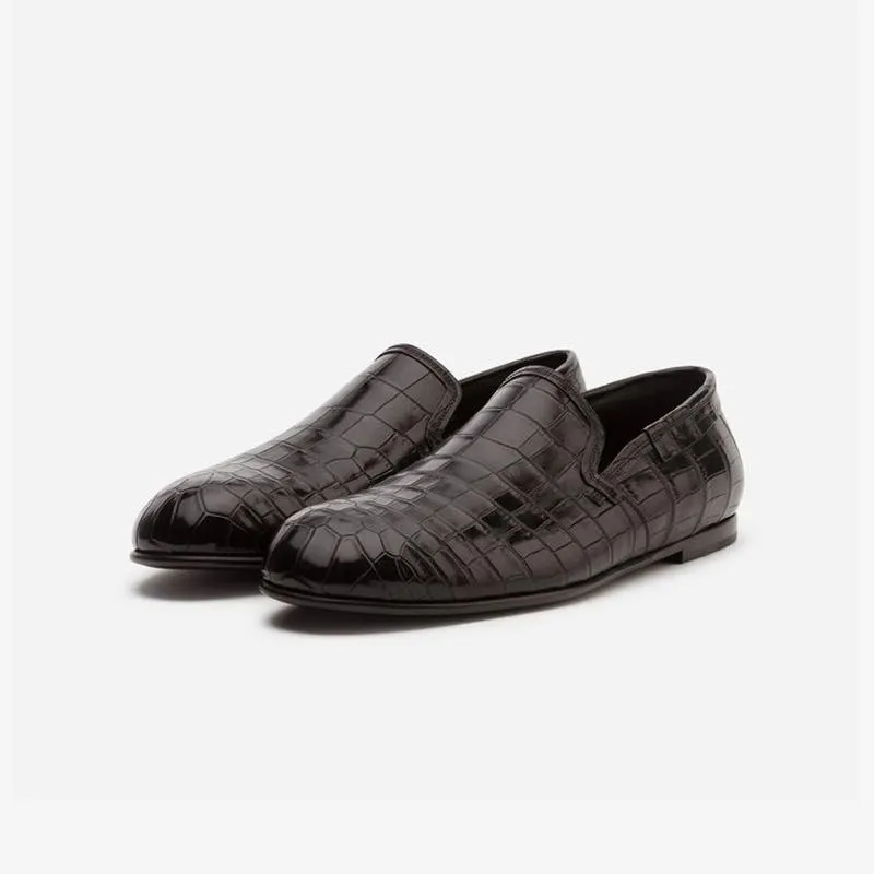 Calf Croc-Embossed Loafers Men Slip-on made by ArnoConti