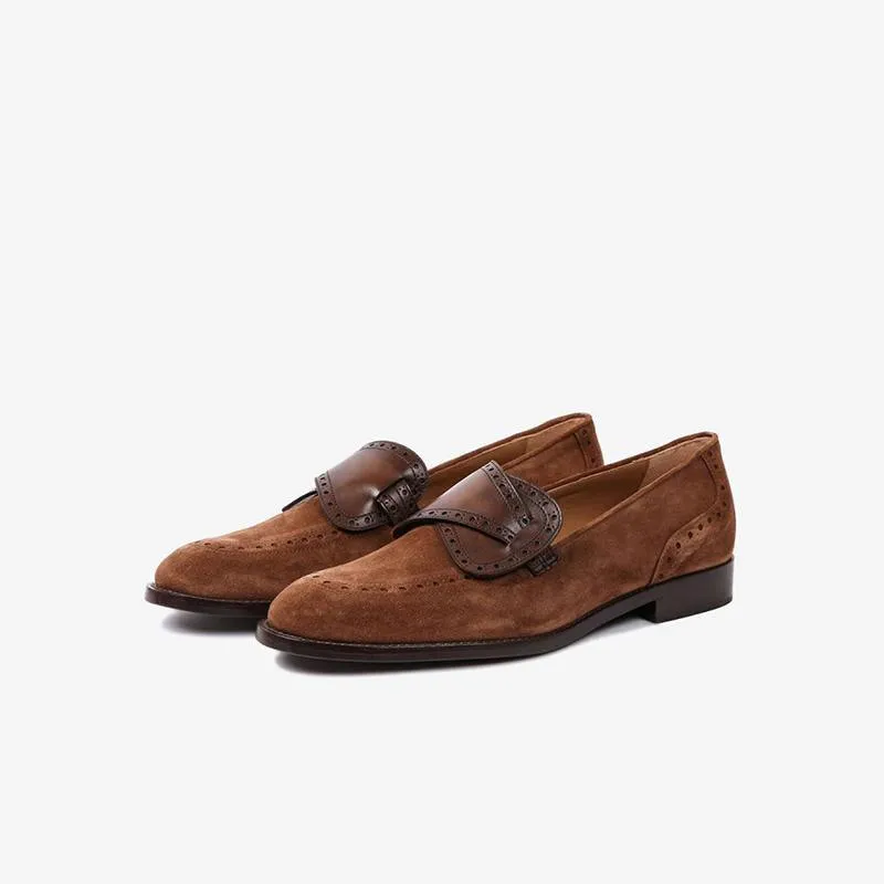 Elegant Suede Loafers with Decorative Straps sold by ArnoConti