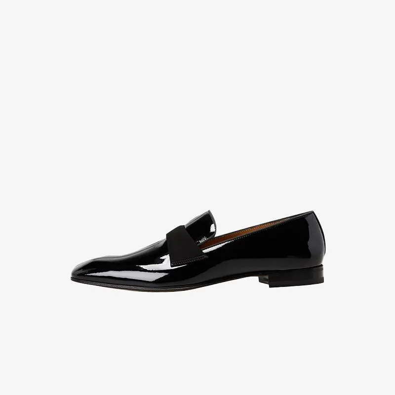 Sleek Black Patent Leather Loafers made by ArnoConti