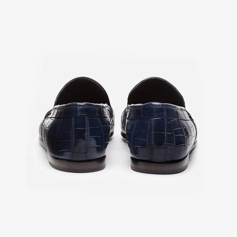 Blue Calf Croc-Embossed Loafers sold by ArnoConti product image thumbnail 3