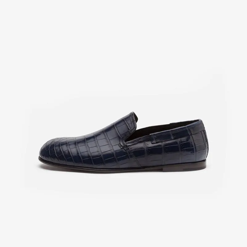Blue Calf Croc-Embossed Loafers sold by ArnoConti product image thumbnail 2