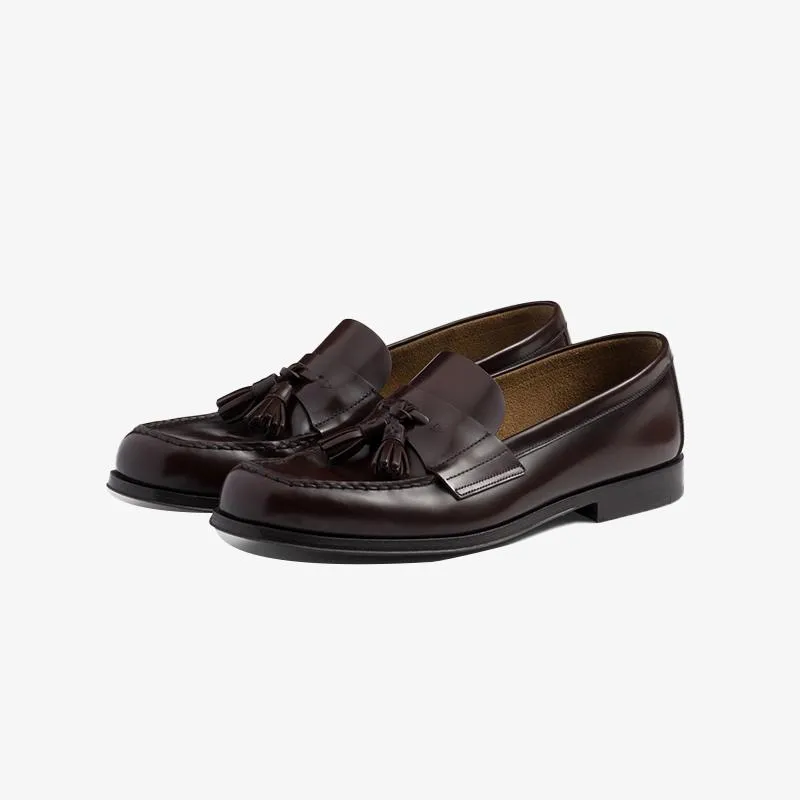 Tassel Polished Leather Loafers Calfskin Shoes Wine sold by ArnoConti