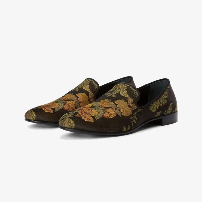 Multicolour Floral-Embroidered Slip-On Loafers sold by ArnoConti
