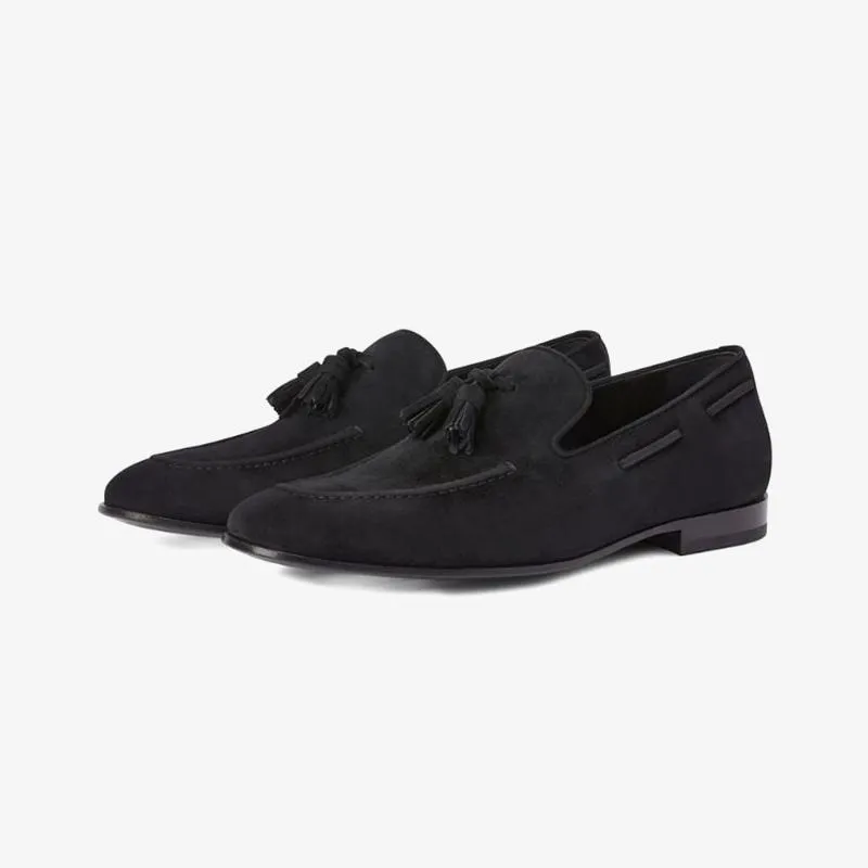 Black Suede Tassel-Detail Loafers sold by ArnoConti