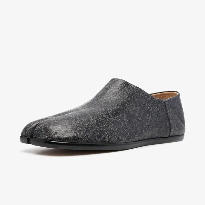 Black Split-Toe Leather Slippers sold by ArnoConti