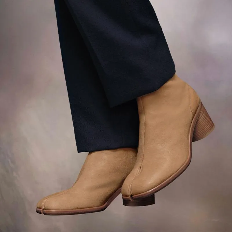 Beige Split-Toe Calf Leather Ankle Boots sold by ArnoConti product image thumbnail 2