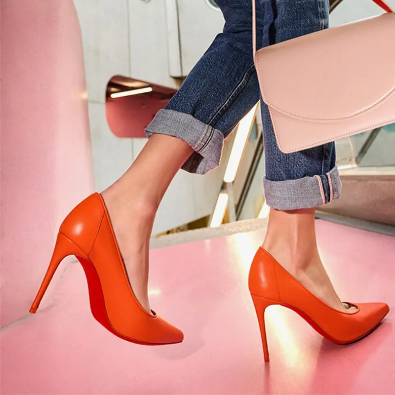 Bright Orange Pointed Heels sold by ArnoConti product image thumbnail 2