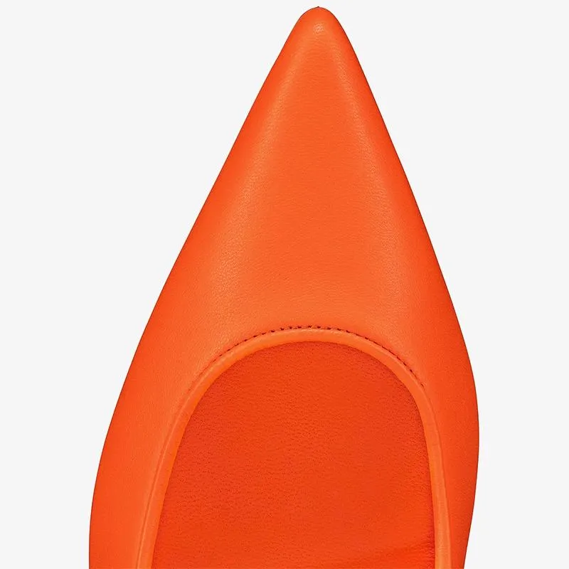 Bright Orange Pointed Heels sold by ArnoConti product image thumbnail 3