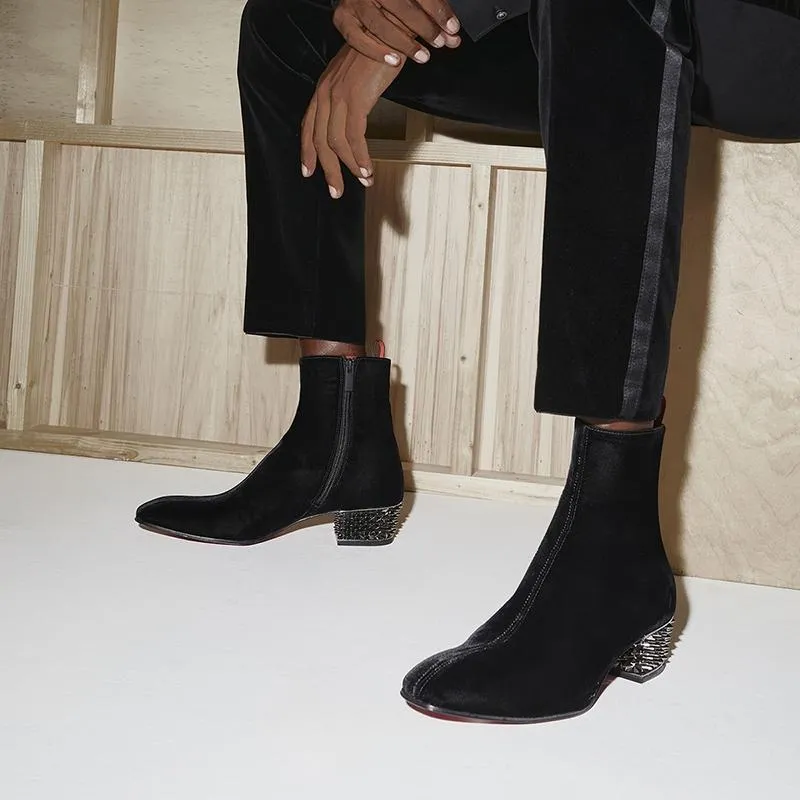 Bold Velvet Ankle Heels sold by ArnoConti product image thumbnail 2